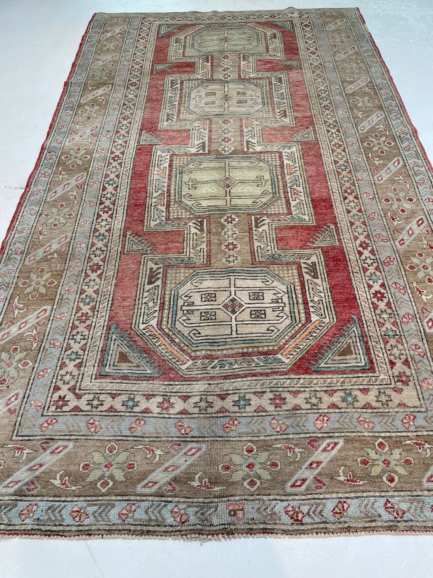 Hand-Knotted Wool Area Rug Turkish Oushak 5'4" x 9'2"