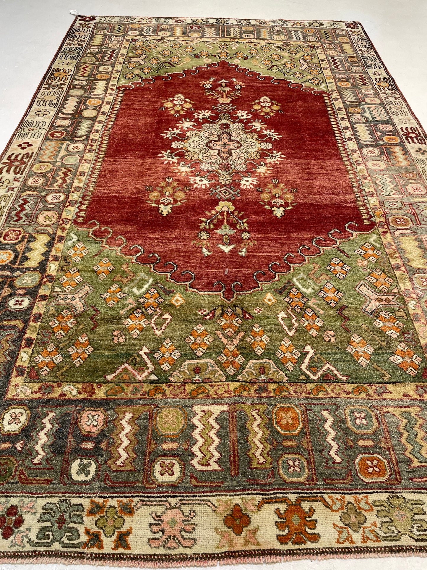 Hand-Knotted Wool Area Rug Turkish Oushak 6'3" x 10'