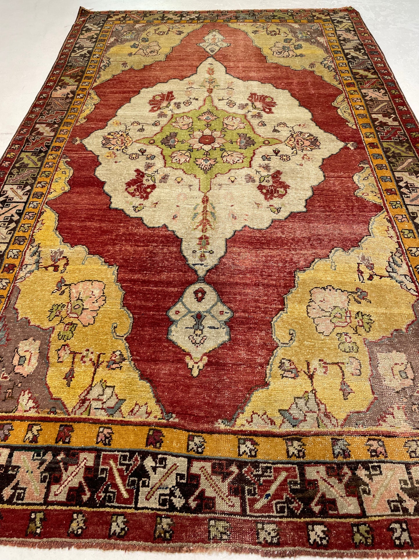 Hand-Knotted Wool Area Rug Turkish Oushak 6' x 9'11"