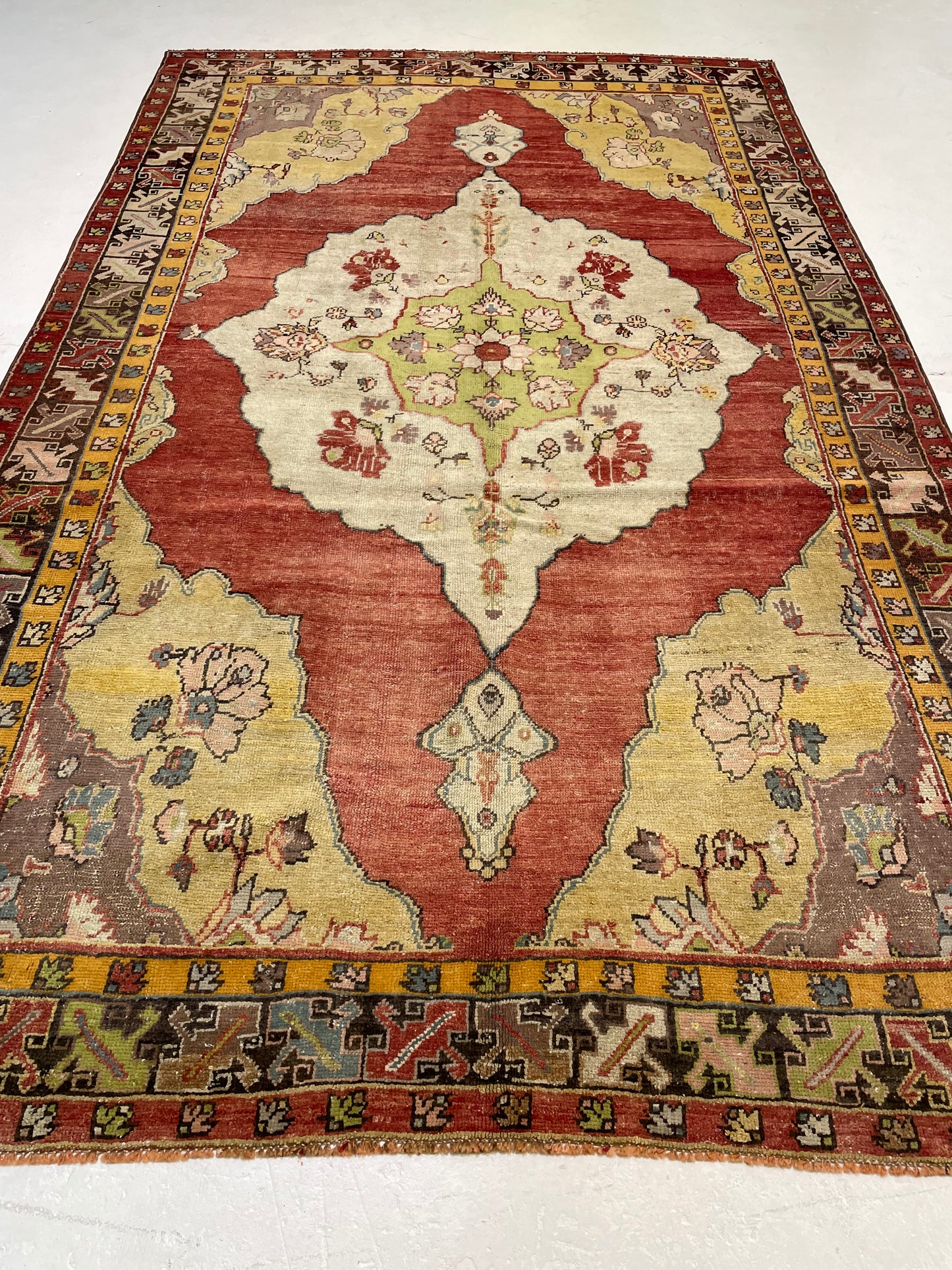 Hand-Knotted Wool Area Rug Turkish Oushak 6' x 9'11"