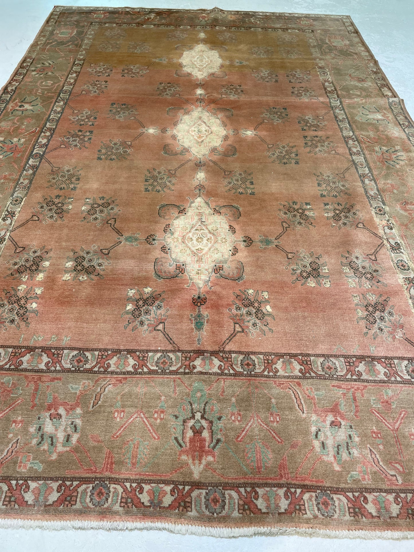 Hand-Knotted Wool Area Rug Turkish Oushak 6'7" x 10'4"