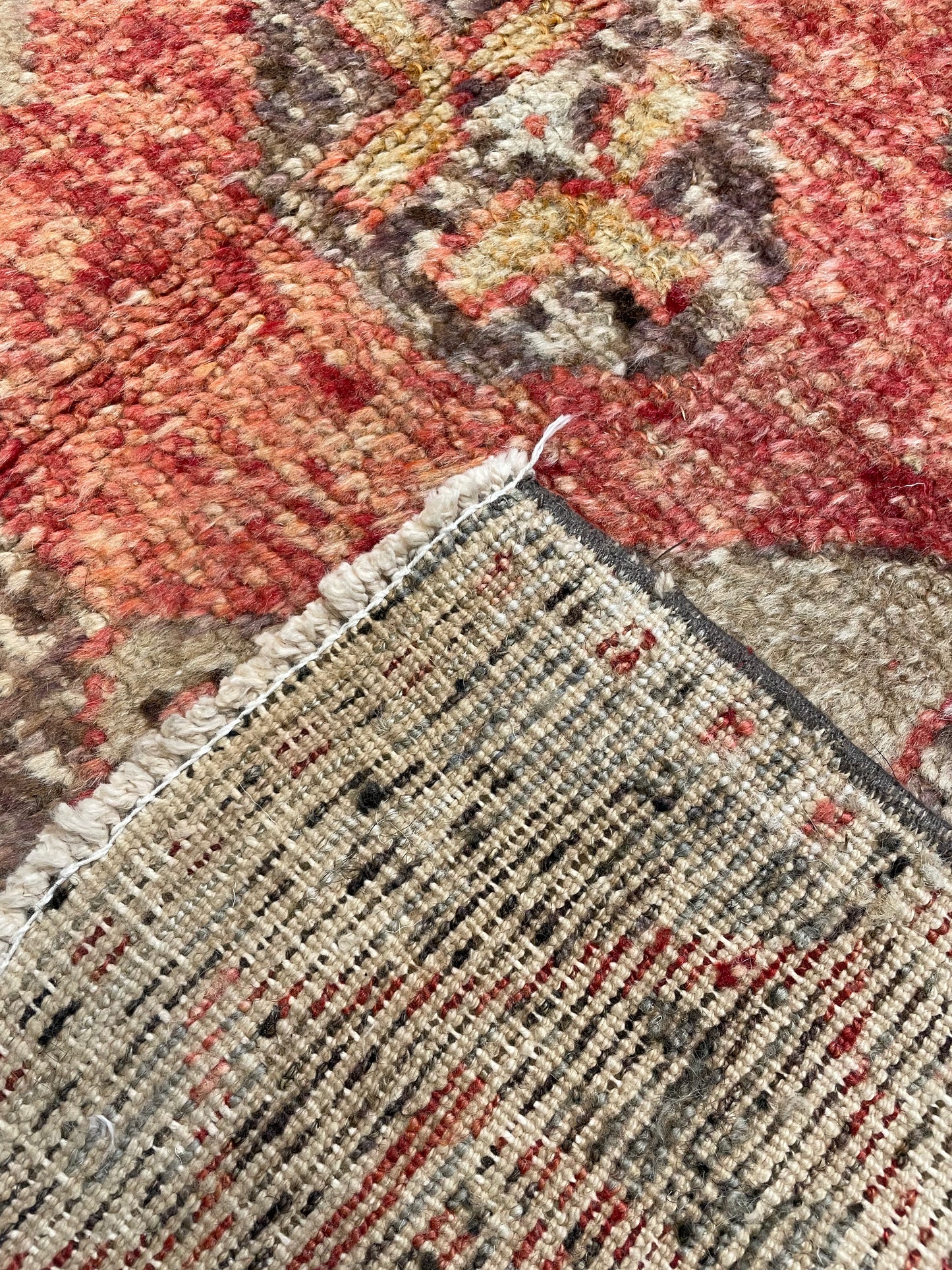 Hand-Knotted Wool Runner Turkish Oushak 3'8" x 12'