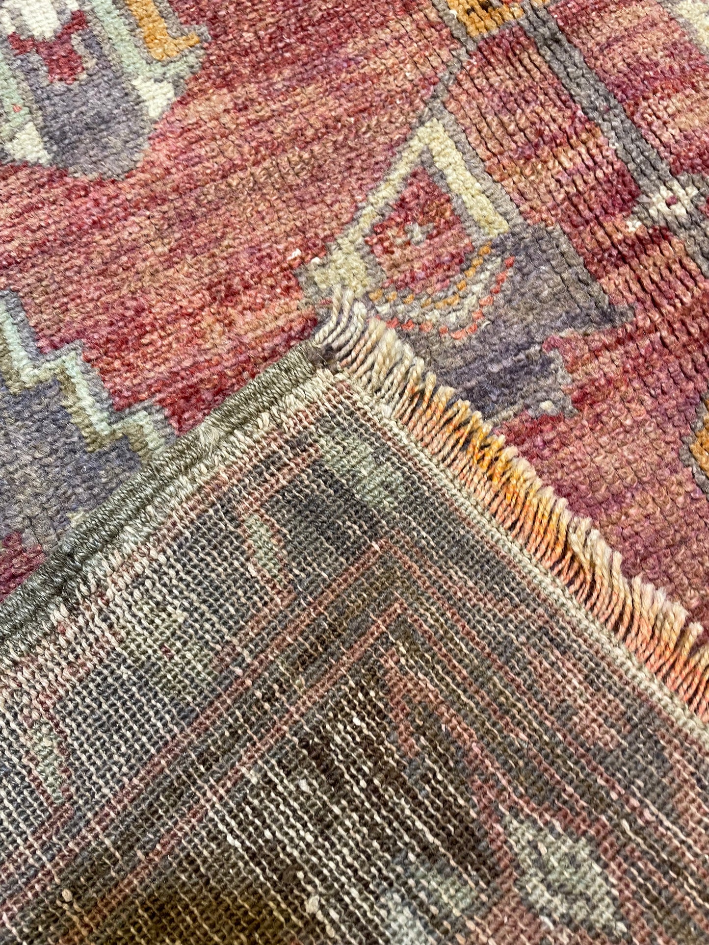 Hand-Knotted Wool Runner Turkish Oushak 4'1" x 8'6"
