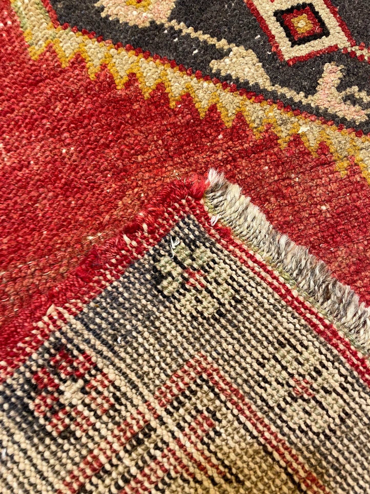 Hand-Knotted Wool Runner Turkish Oushak 4'5" x 10'4"