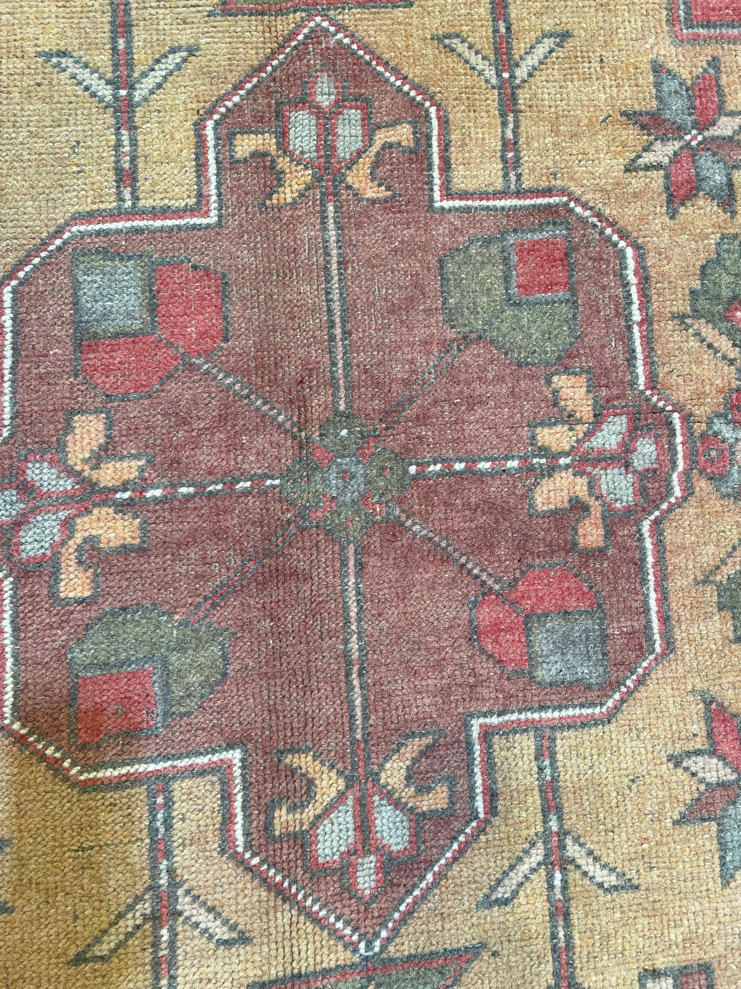 Hand-Knotted Wool Runner Turkish Oushak 4'4" x 9'7"