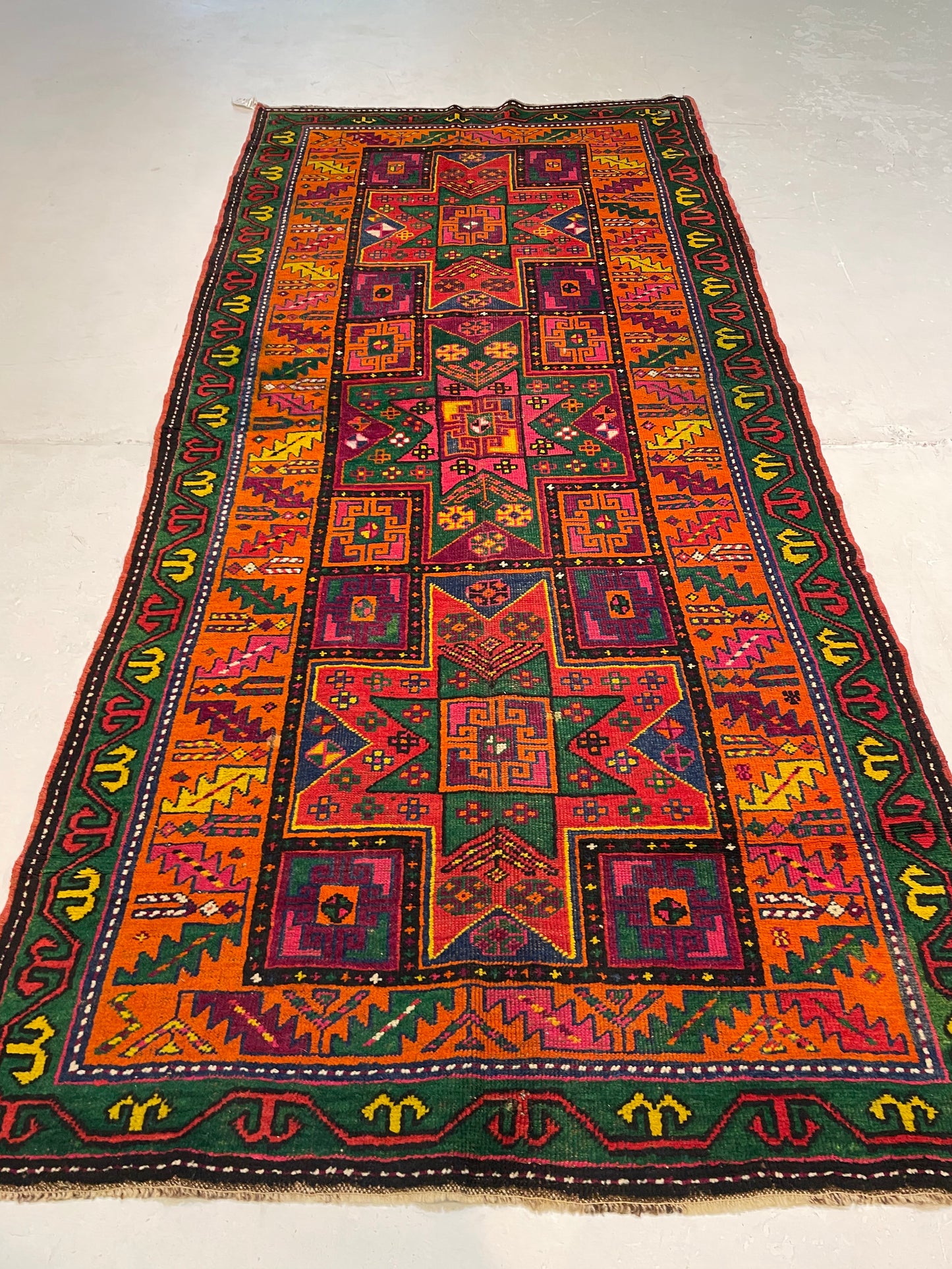 Hand-Knotted Wool Runner Turkish Oushak 4'6" x 9'10"