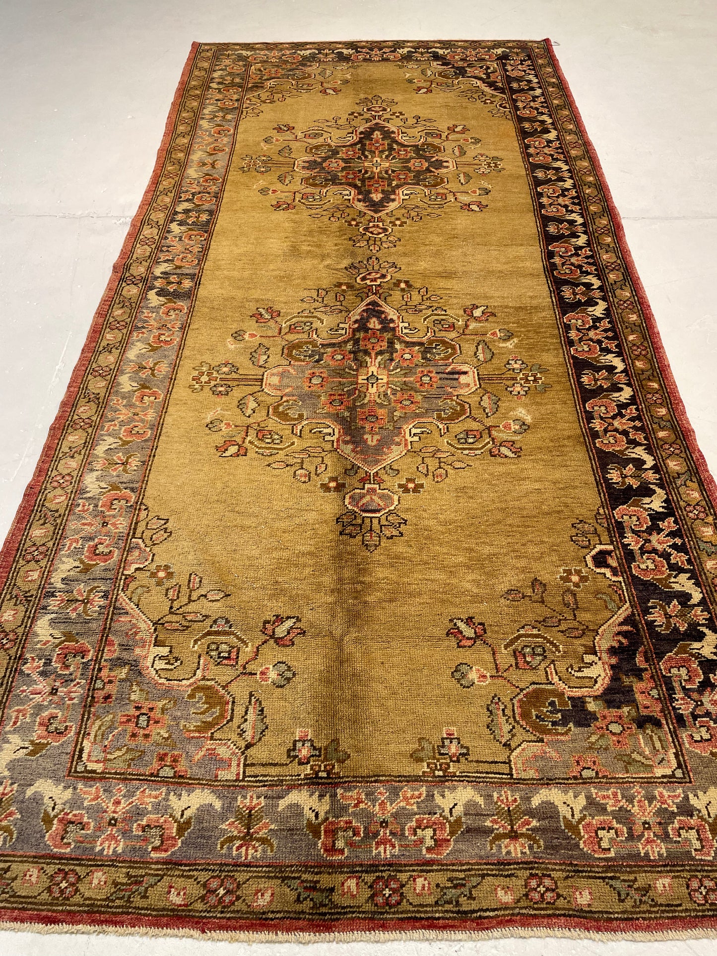 Hand-Knotted Wool Runner Turkish Oushak 5' x 10'10"
