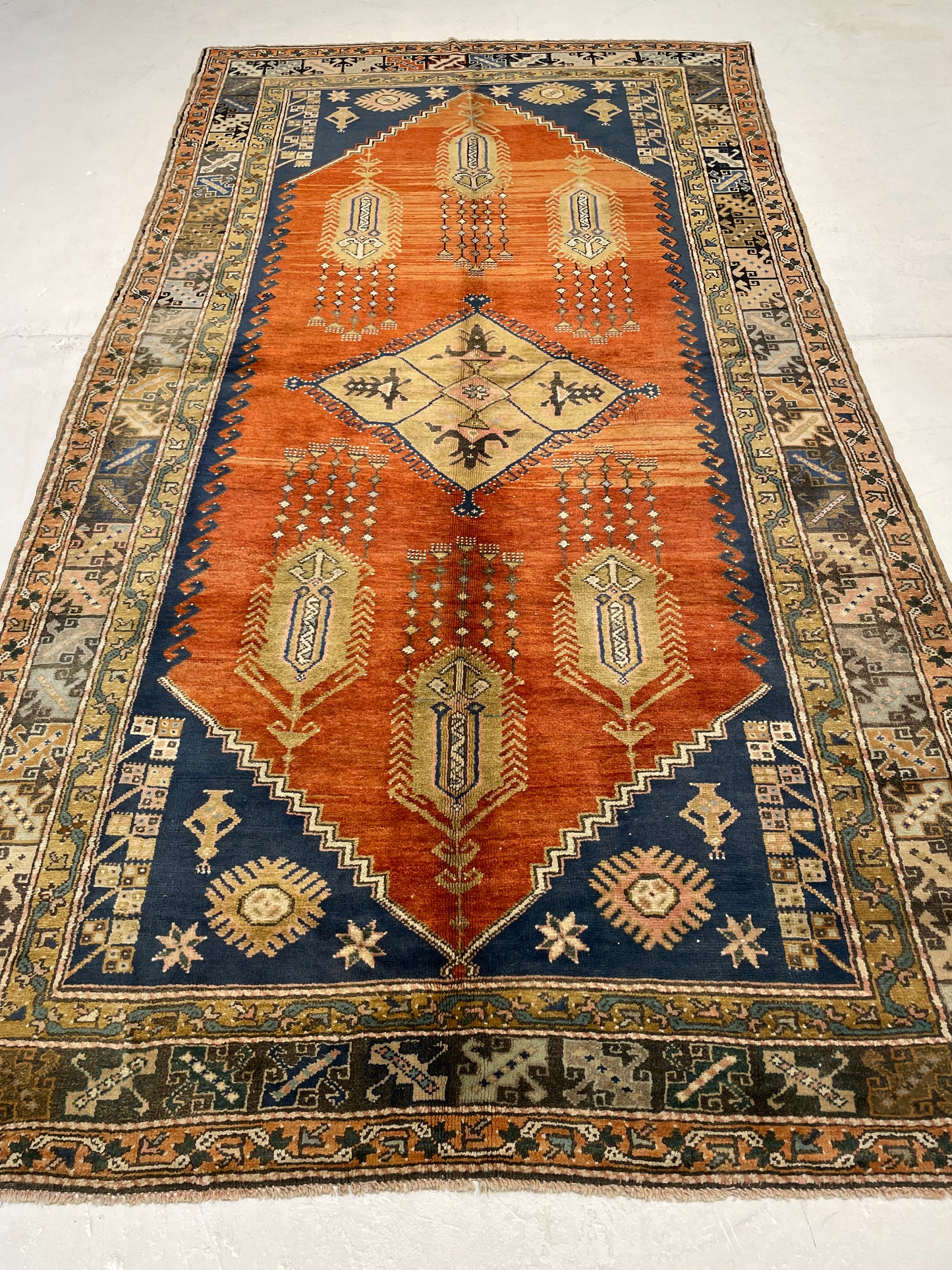 Hand-Knotted Wool Runner Turkish Oushak 5'5" x 10'