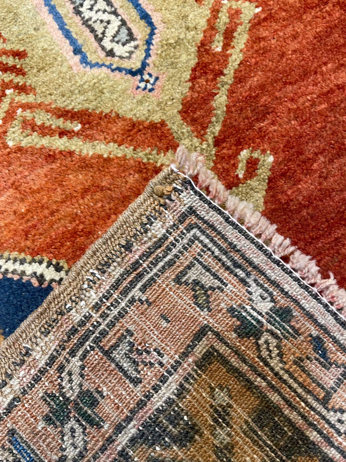 Hand-Knotted Wool Runner Turkish Oushak 5'5" x 10'