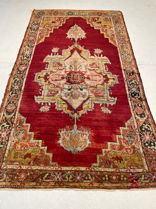 Hand-Knotted Wool Area Rug Turkish Oushak 4'10" x 7'10"