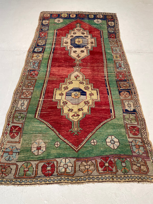 Hand-Knotted Wool Area Rug Turkish Oushak 4'4" x 8'8"