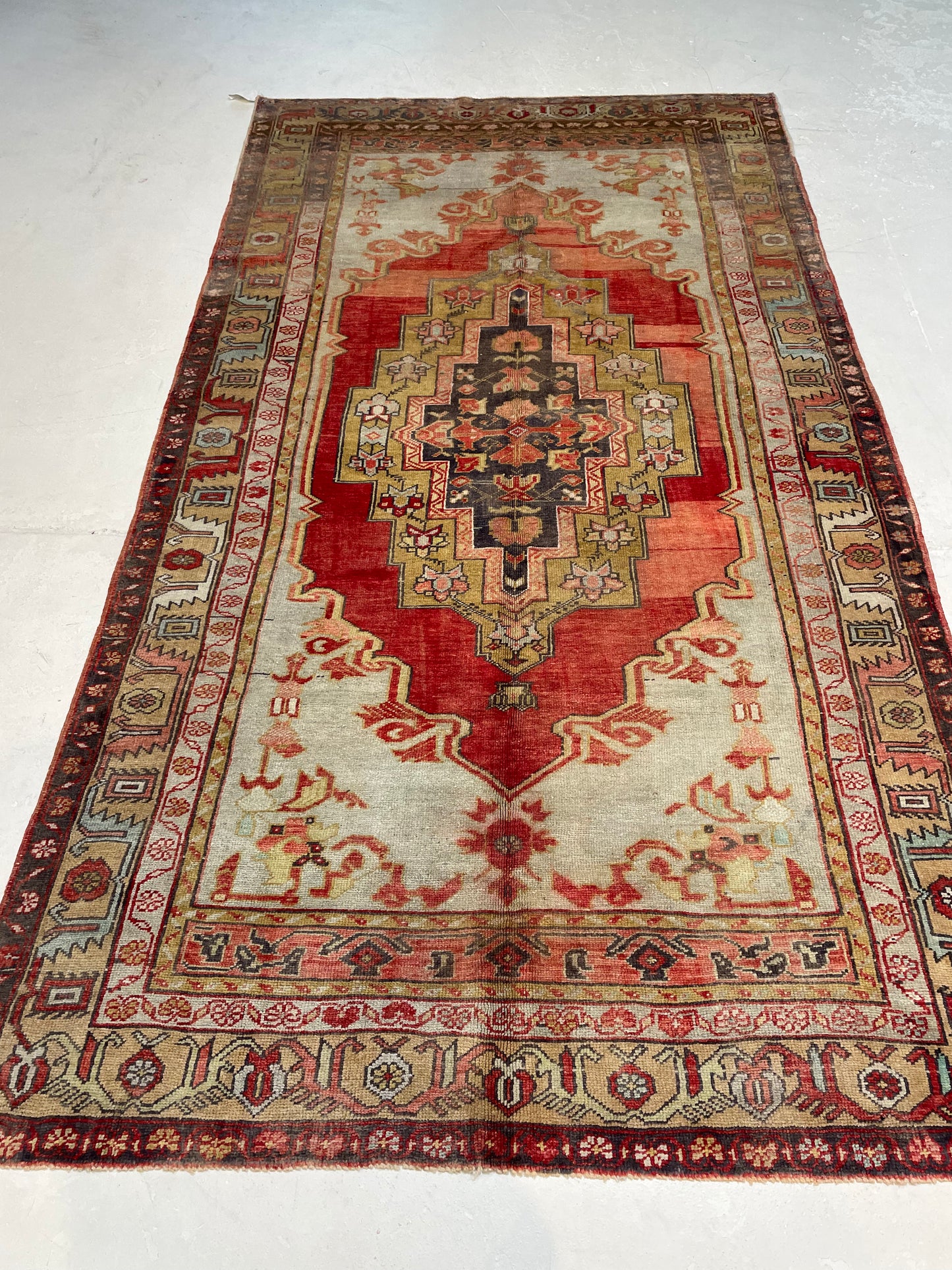 Hand-Knotted Wool Area Rug Turkish Oushak 4'10" x 8'10"