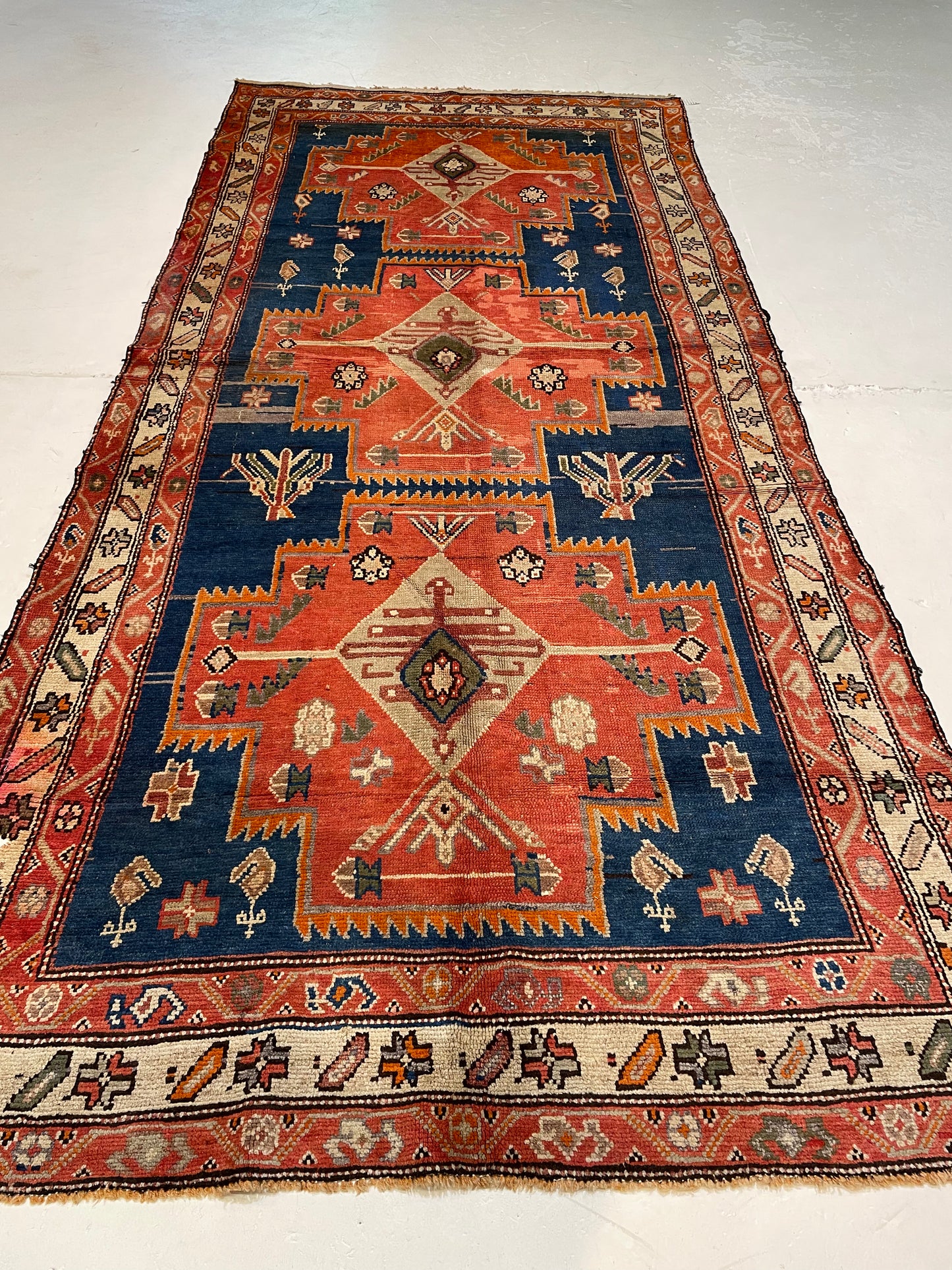 Hand-Knotted Wool Runner Antique Turkish Oushak 5'3" x 11'