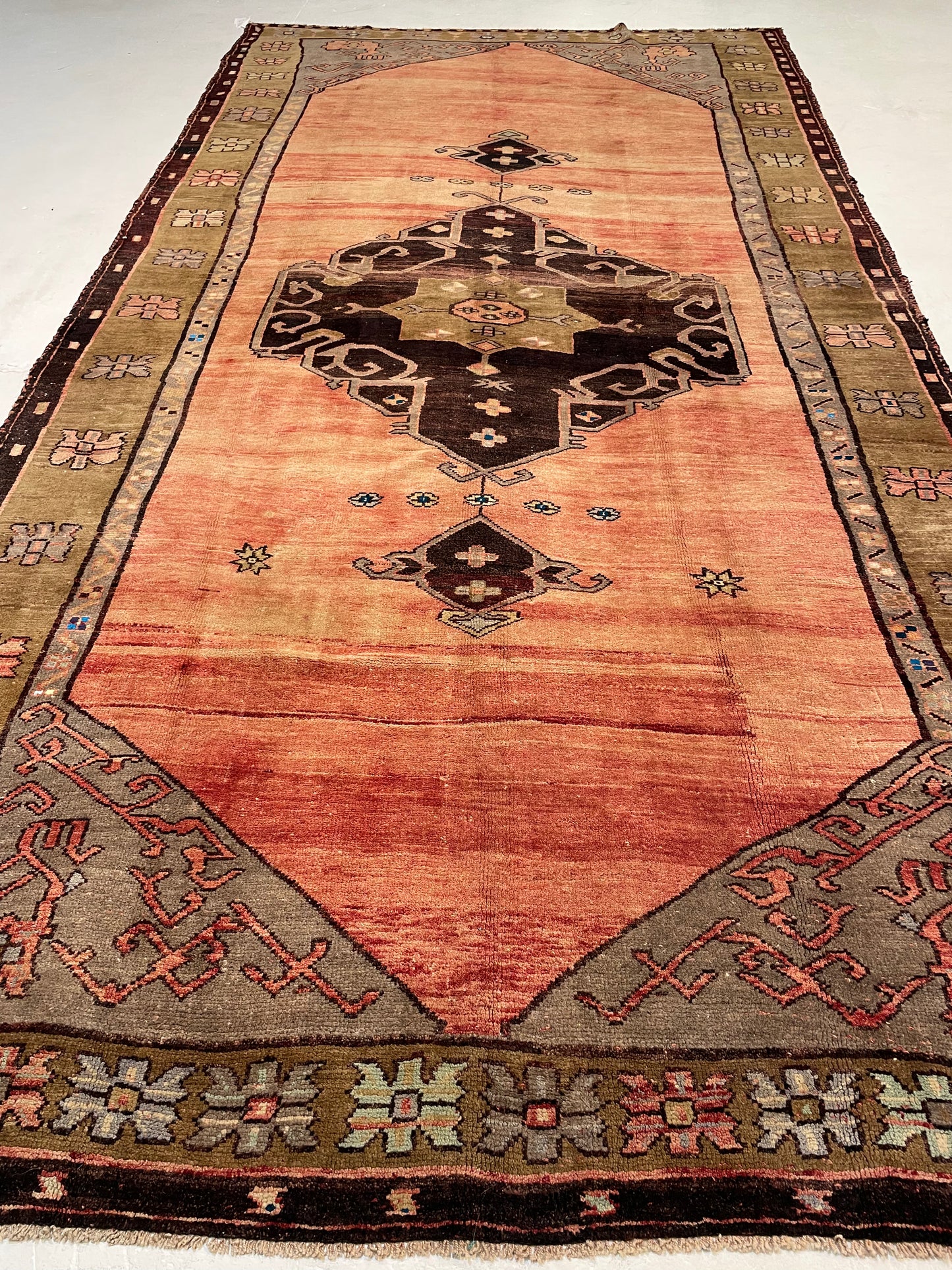 Hand-Knotted Wool Gallery Size Turkish Oushak 6'2" x 12'1"