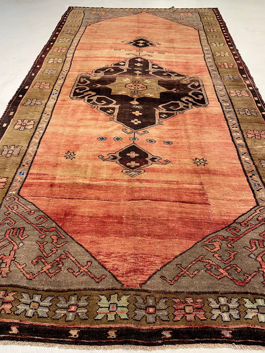 Hand-Knotted Wool Gallery Size Turkish Oushak 6'2" x 12'1"