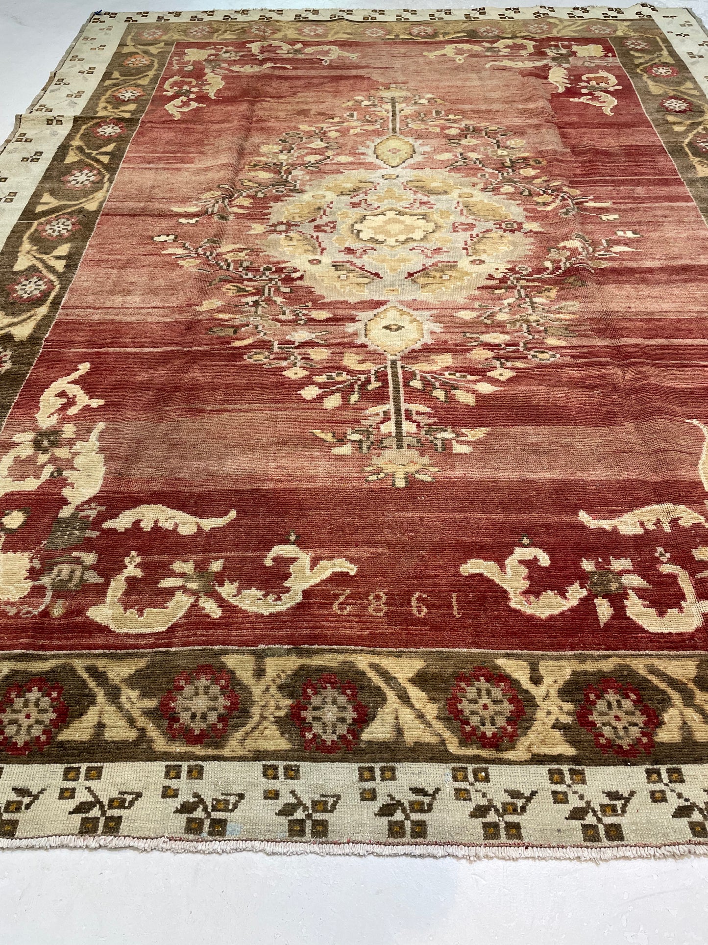 Hand-Knotted Wool Rug Turkish Oushak 9'3" x 10'6"