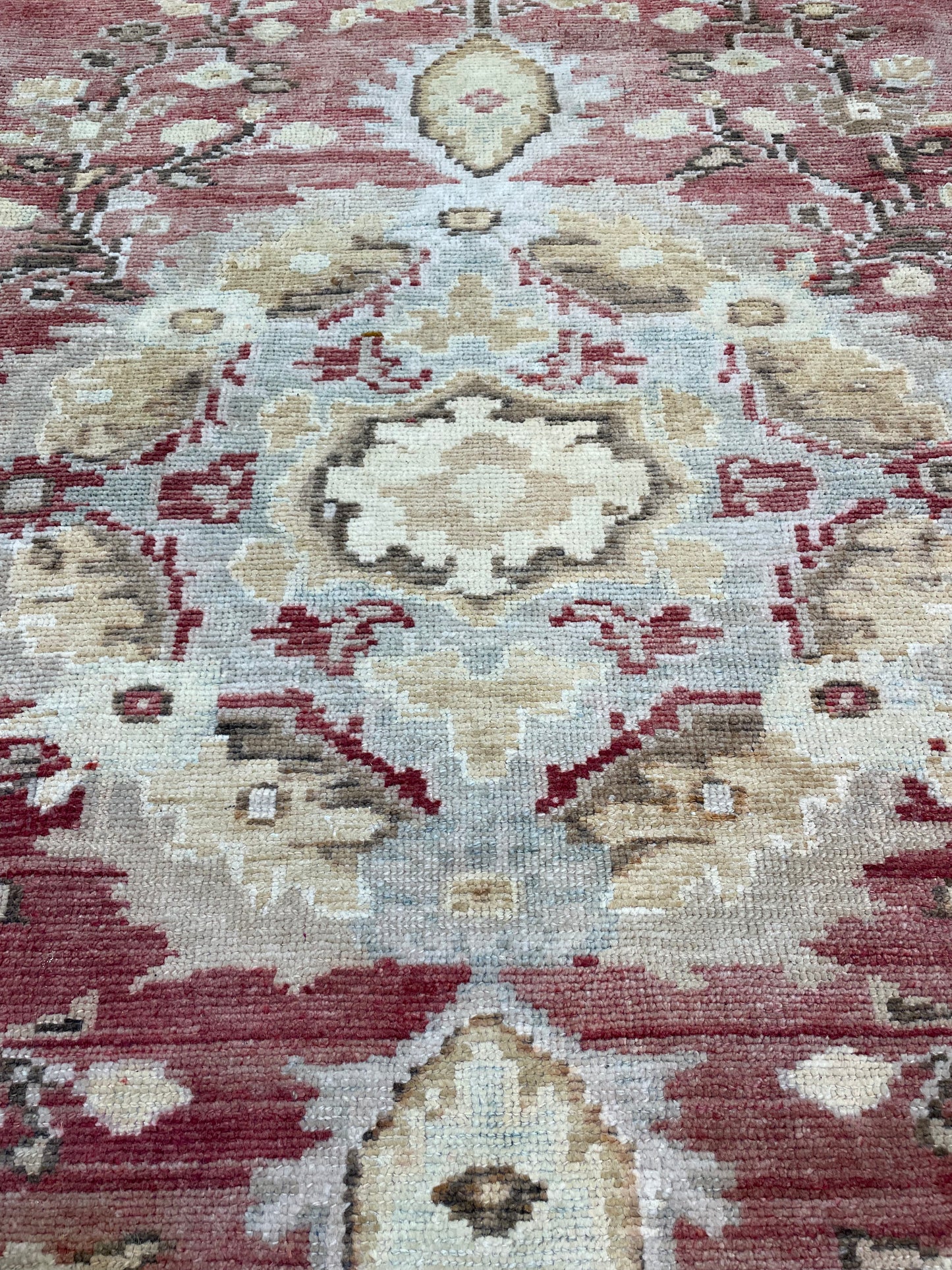 Hand-Knotted Wool Rug Turkish Oushak 9'3" x 10'6"