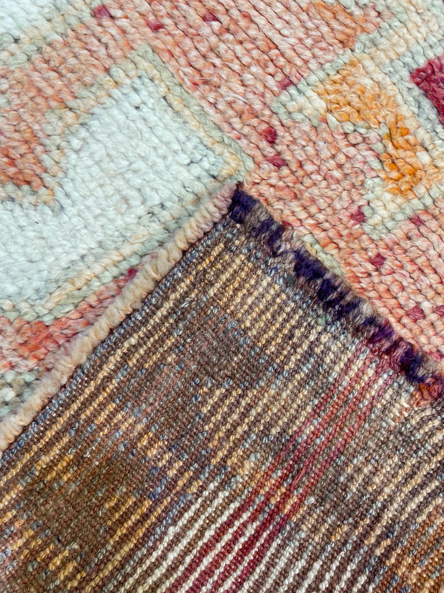 Hand-Knotted Wool Runner Turkish Oushak 3'8" x 12'6"
