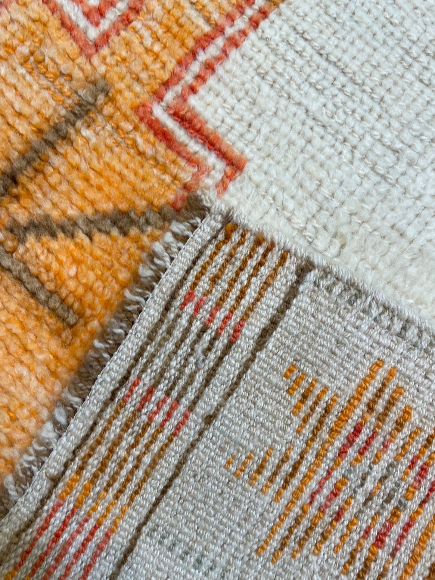 Hand-Knotted Wool Runner Turkish Oushak 3'8" x 11'4"