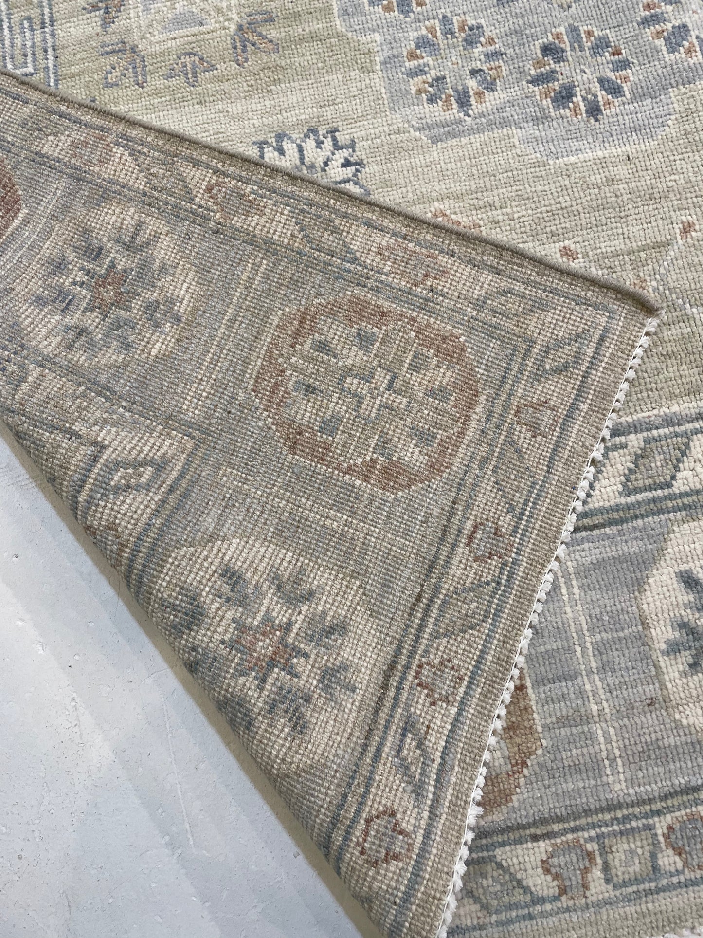 Hand-Knotted Wool Rug Turkish Oushak 5'4" x 8'