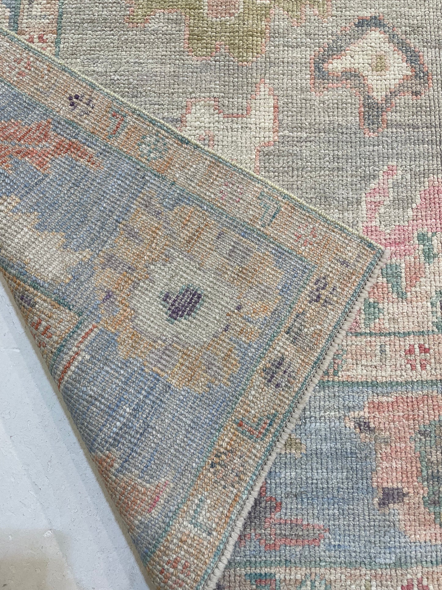 Hand-Knotted Wool Rug Turkish Oushak 5'2" x 6'11"