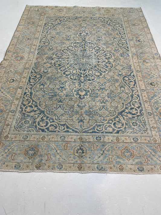Hand-Knotted Wool Rug Turkish Oushak 4'6" x 6'1"