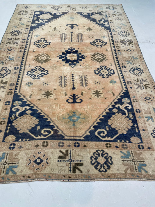 Hand-Knotted Wool Rug Turkish Oushak 4'5" x 6'10"
