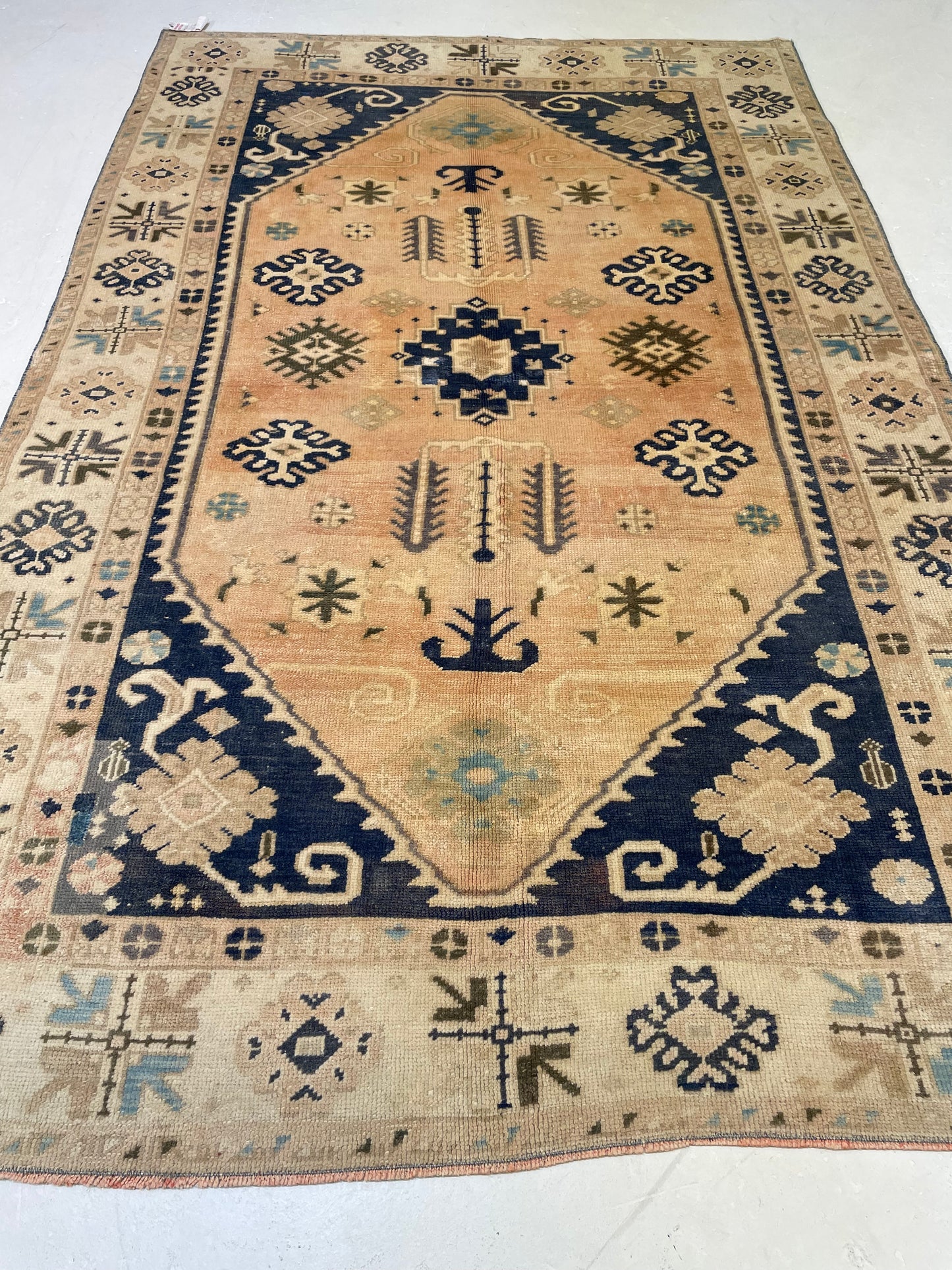 Hand-Knotted Wool Rug Turkish Oushak 4'5" x 6'10"
