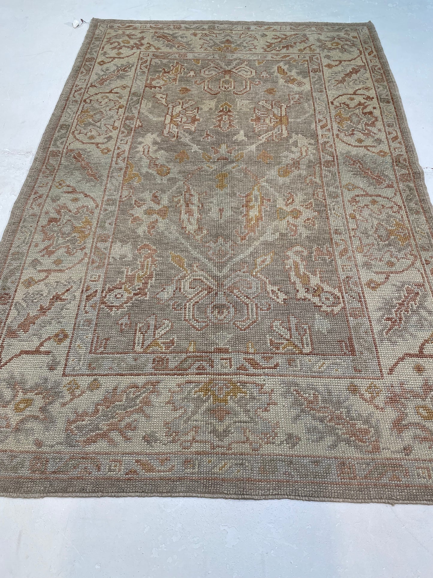 Hand-Knotted Wool Rug Turkish Oushak 4'4" x 6'8"