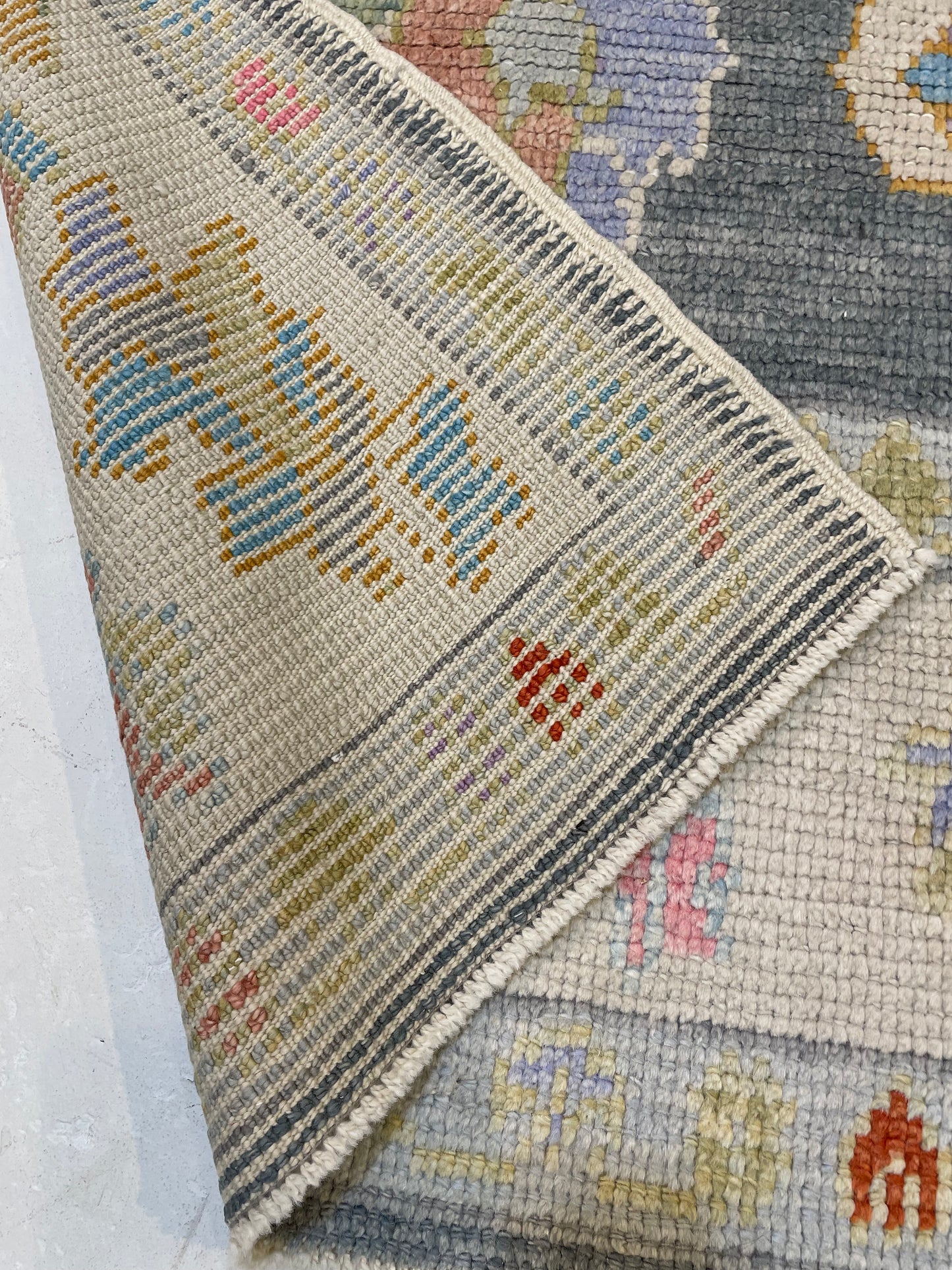 Hand-Knotted Wool Rug Turkish Oushak 5' x 7'