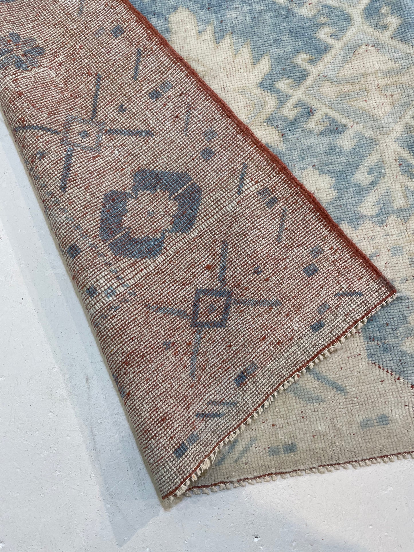 Hand-Knotted Wool Rug Turkish Oushak 4'8" x 7'10"