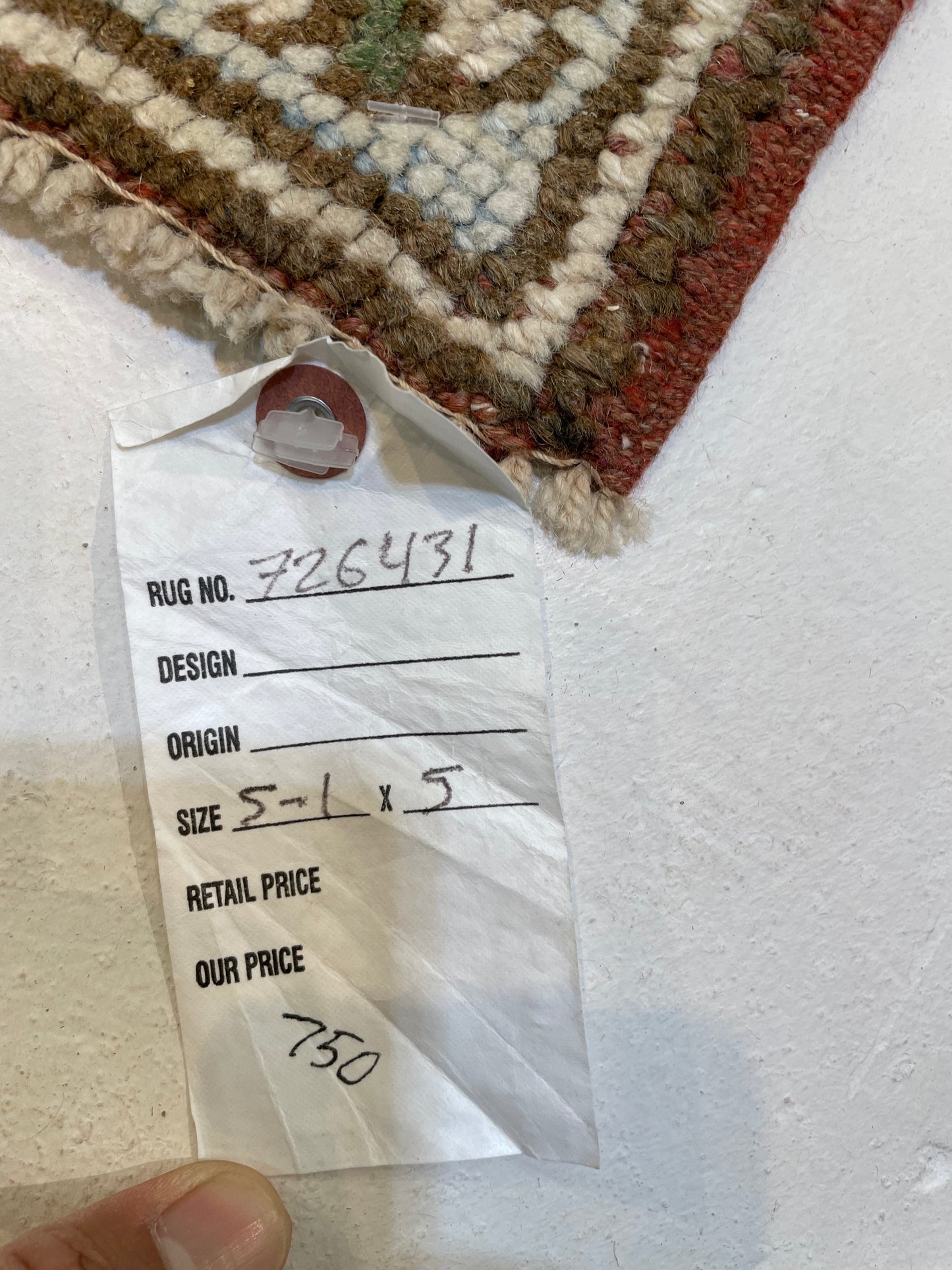 Hand-Knotted Wool Rug Turkish Oushak Square 5' x 5'1"