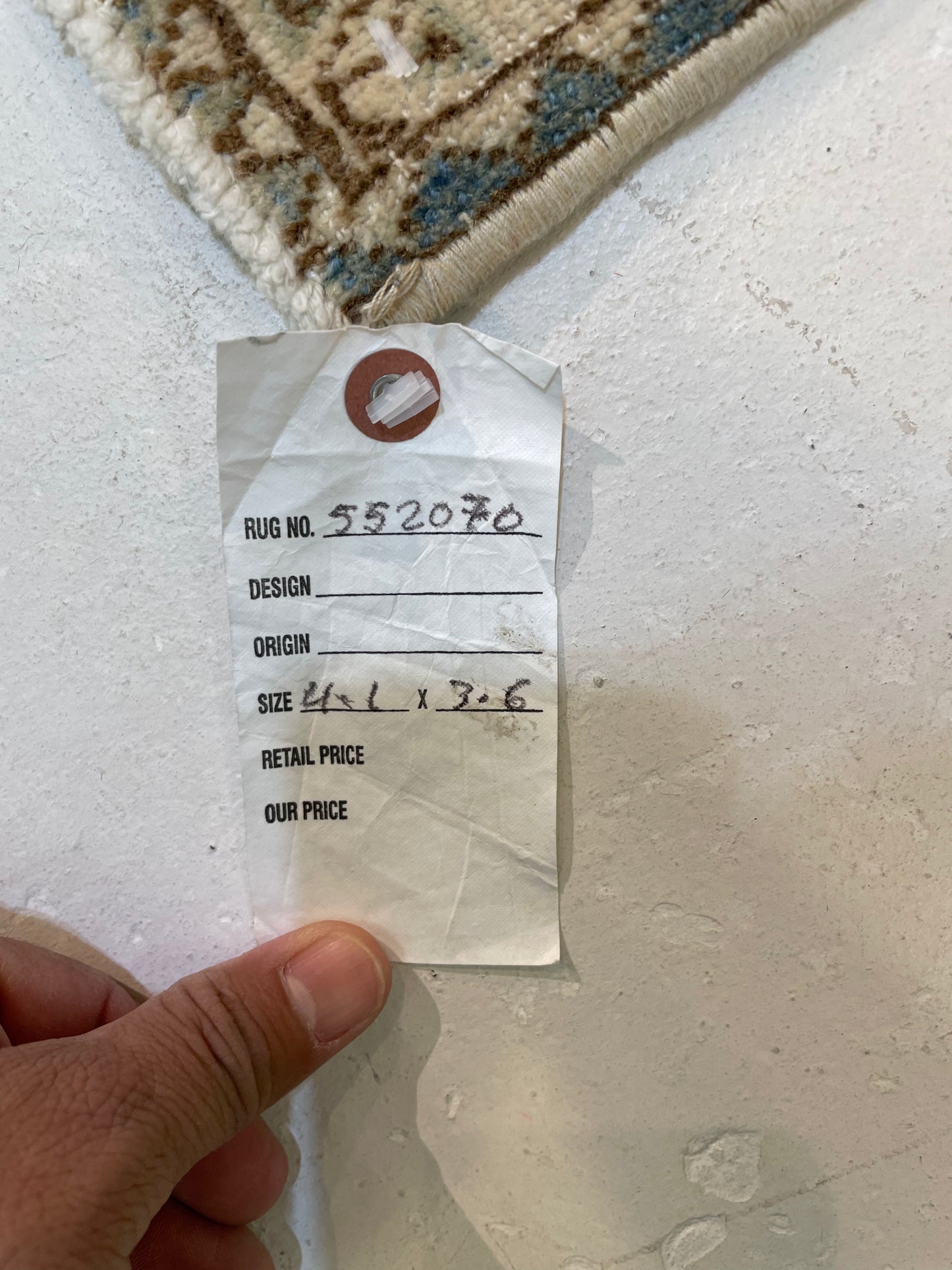 Hand-Knotted Wool Rug Turkish Oushak 3'6" x 4'1"