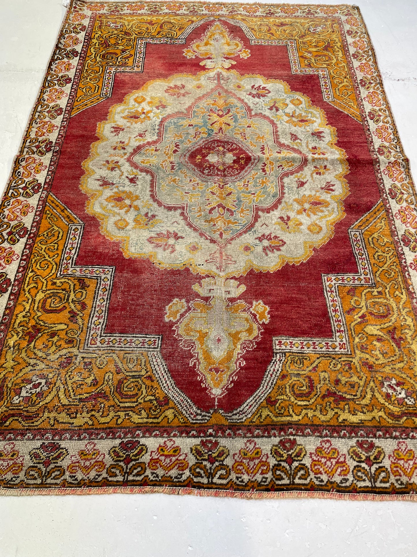 Hand-Knotted Wool Rug Turkish Oushak 4'1" x 6'3"