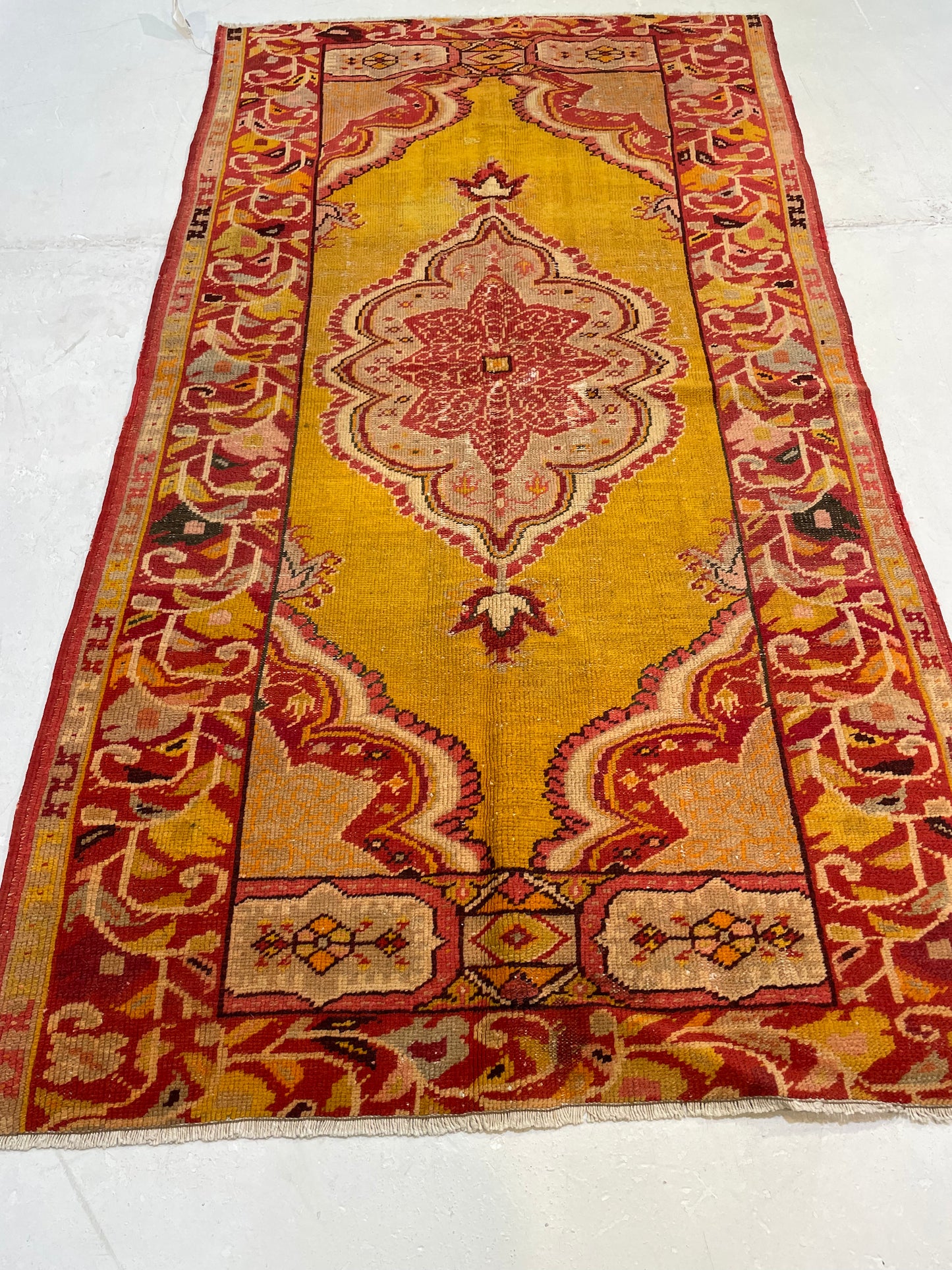 Hand-Knotted Wool Rug Turkish Oushak 3'2" x 6'