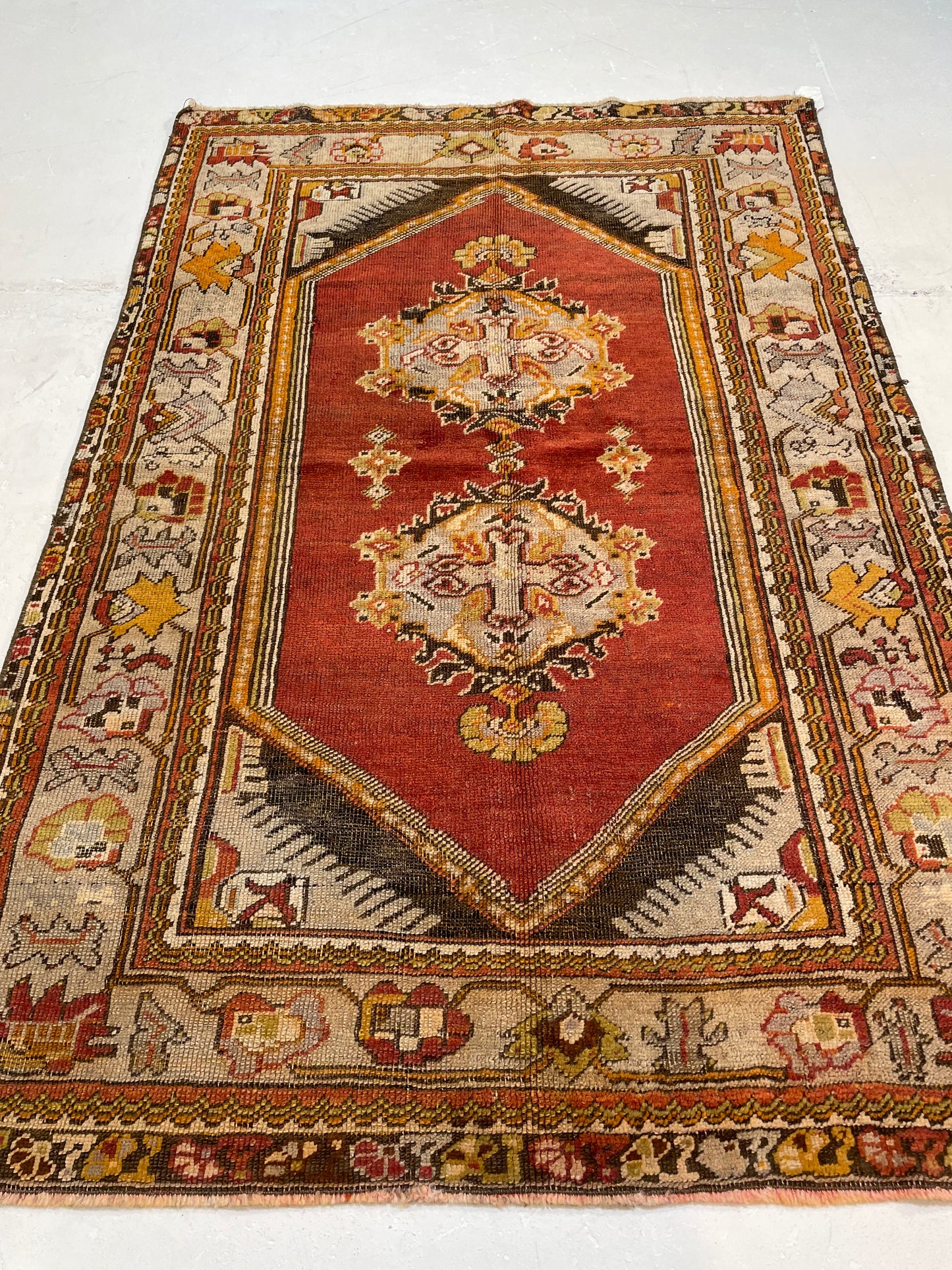 Hand-Knotted Wool Rug Turkish Oushak 3'10" x 5'9"