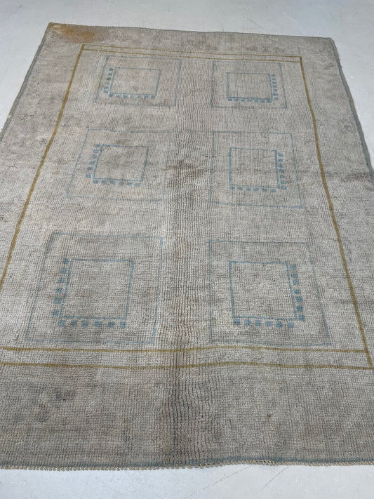 Hand-Knotted Wool Rug Turkish Oushak 4'3" x 6'