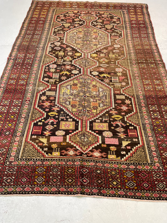 Hand-Knotted Wool Rug Turkish Oushak 4'9" x 7'5"