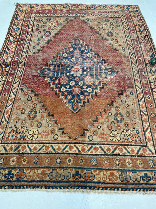 Hand-Knotted Wool Rug Khotan 4'4" x 5'11"