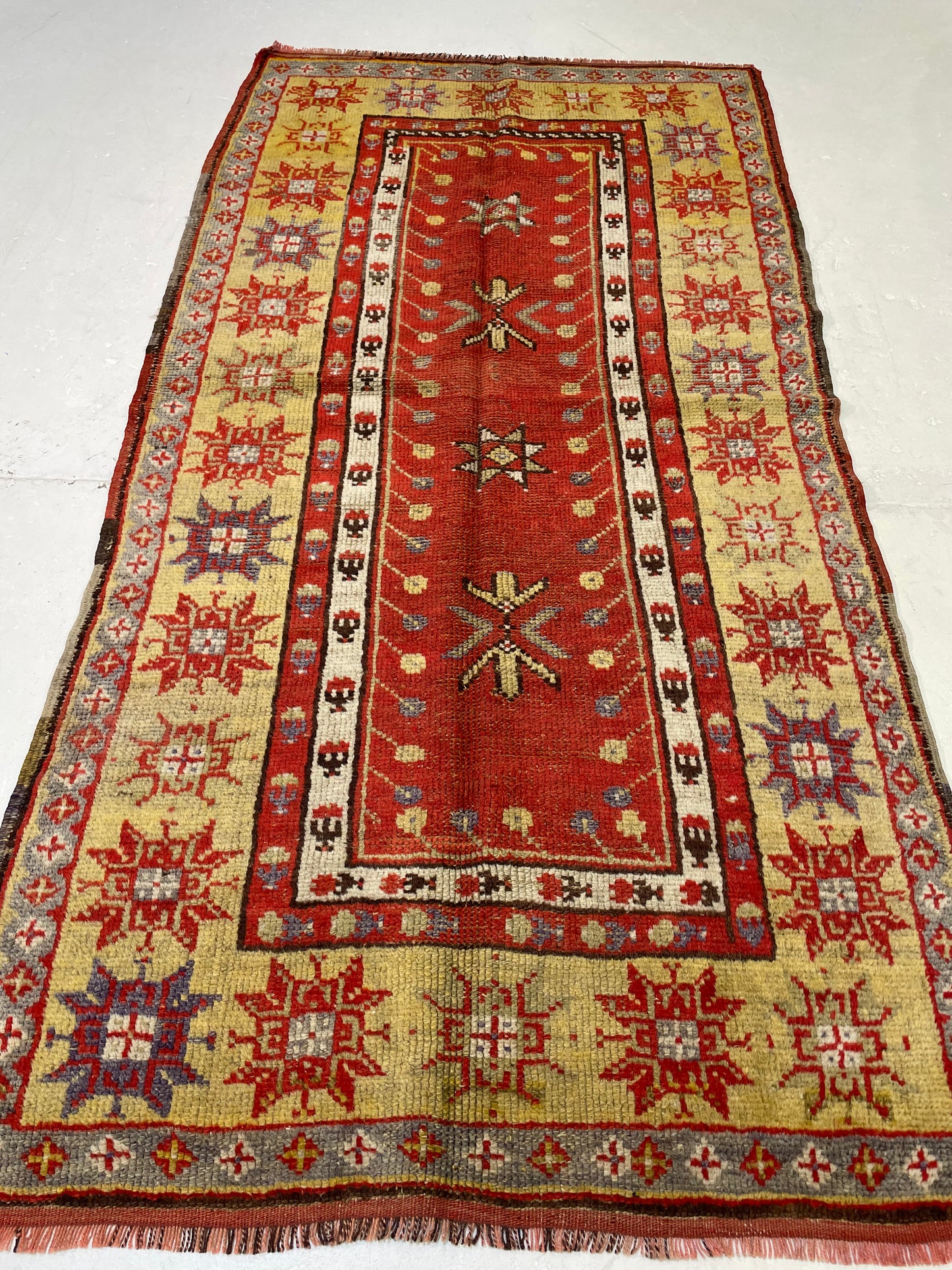 Hand-Knotted Wool Runner Turkish Oushak 3'3" x 6'11"