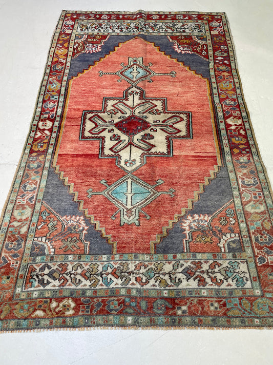 Hand-Knotted Wool Rug Turkish Oushak 3'8" x 5'11"