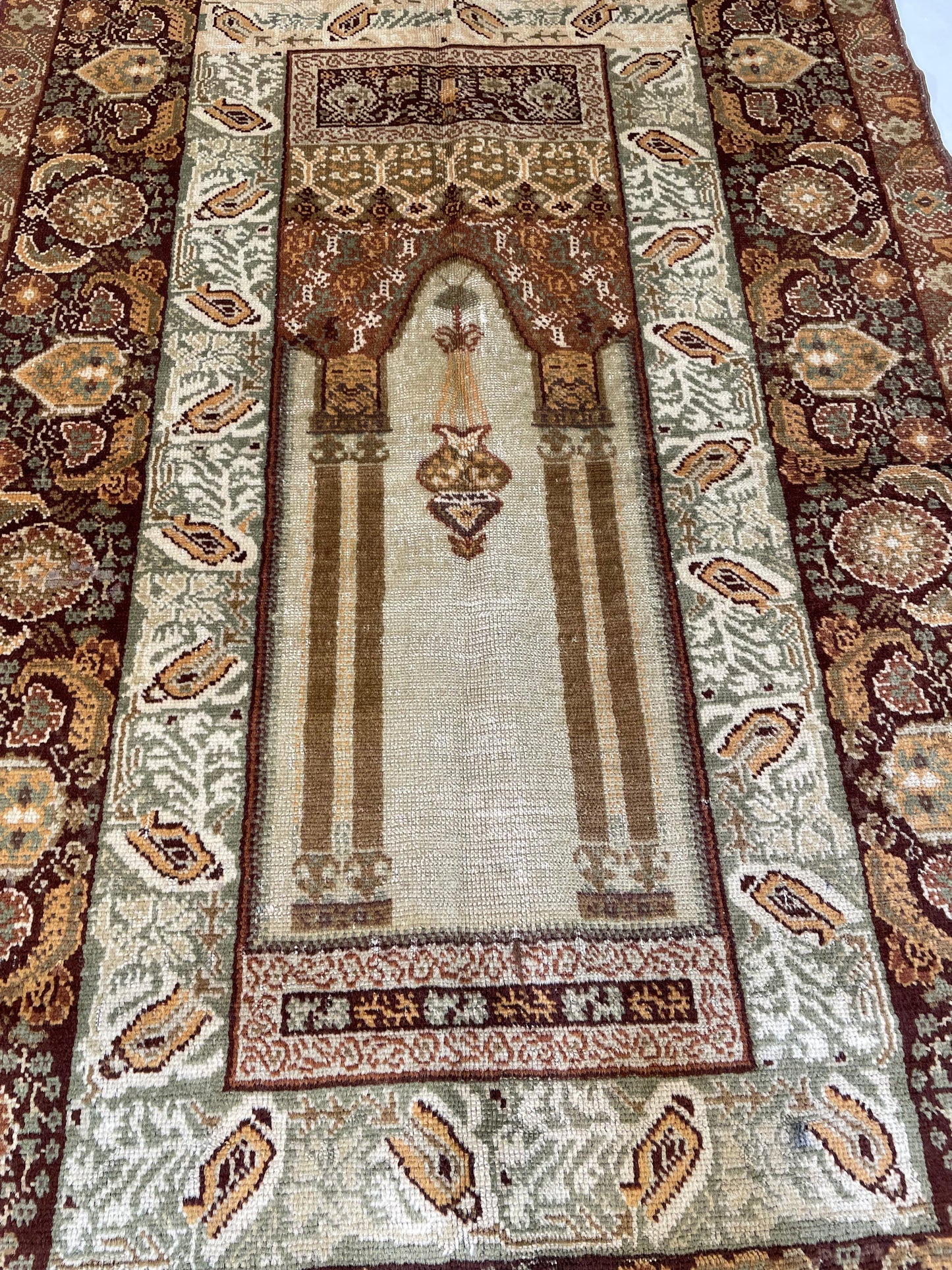 Hand-Knotted Wool Rug Turkish Oushak 3'7" x 5'8"