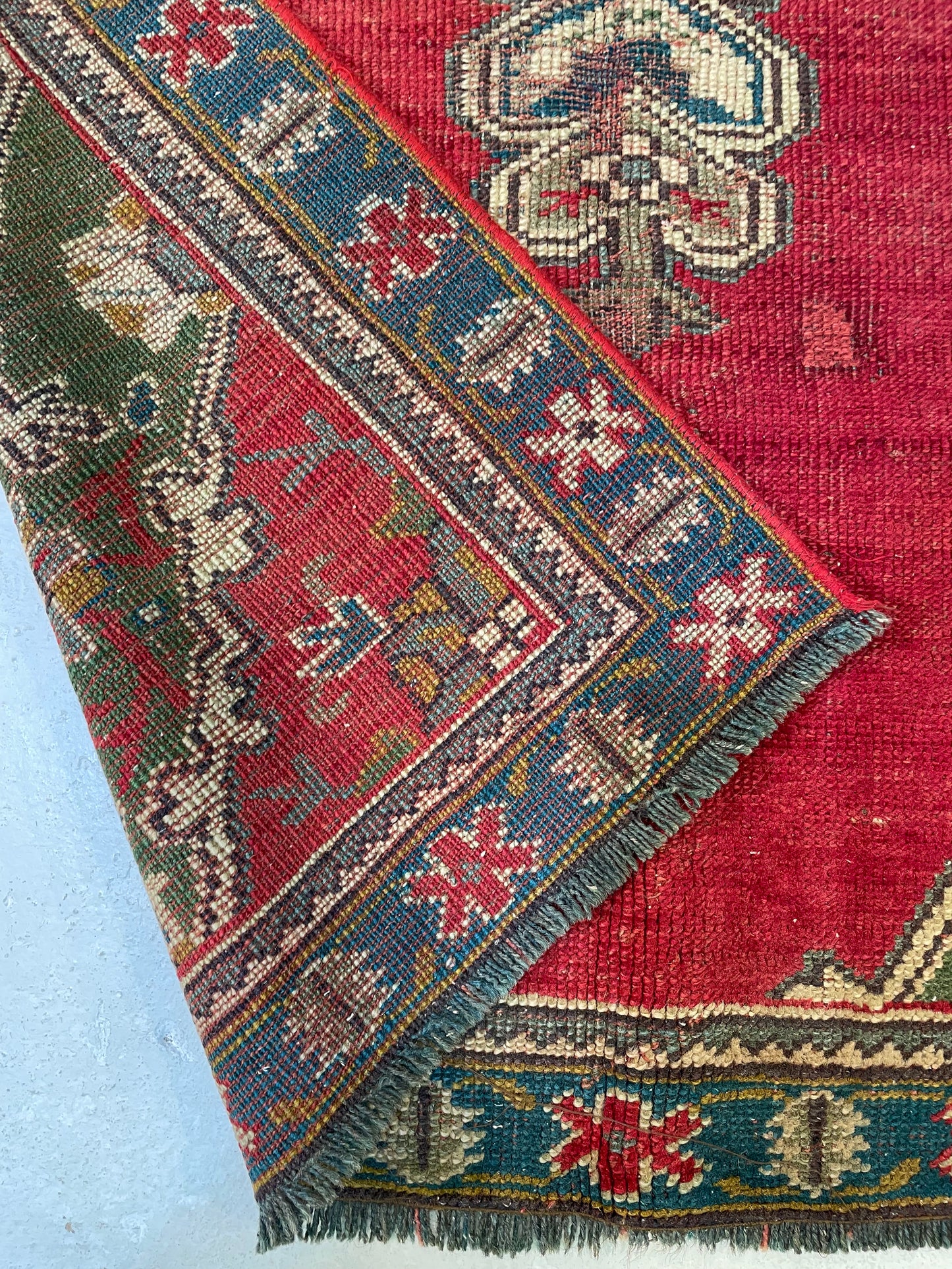 Hand-Knotted Wool Rug Turkish Oushak 3'7" x 5'7"