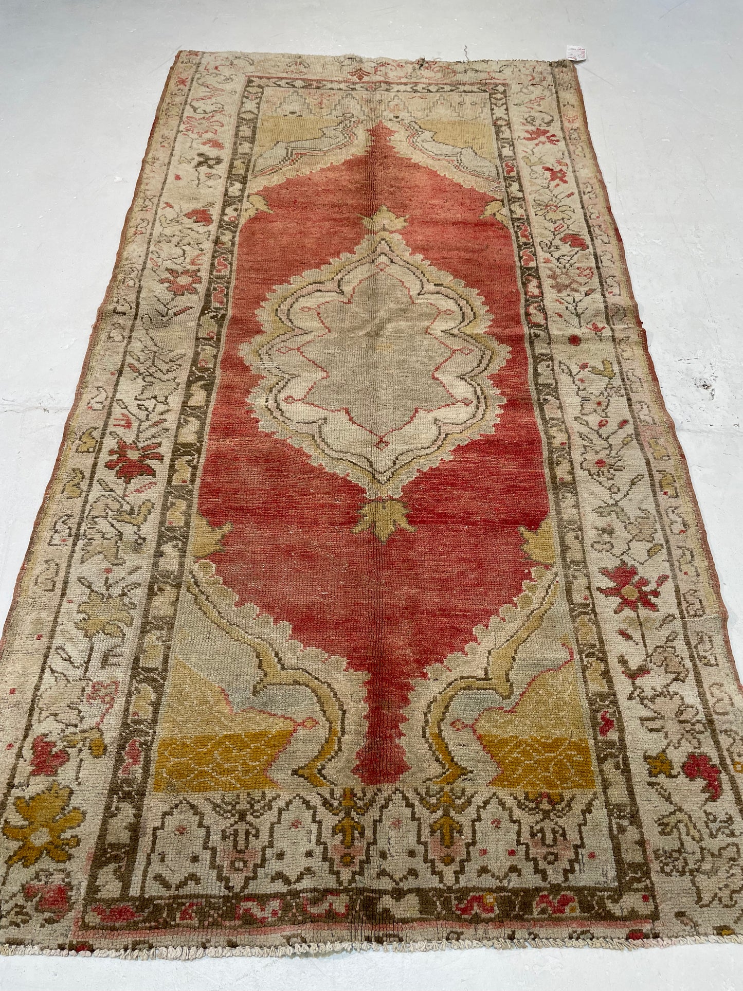 Hand-Knotted Wool Rug Turkish Oushak 3'6" x 6'9"