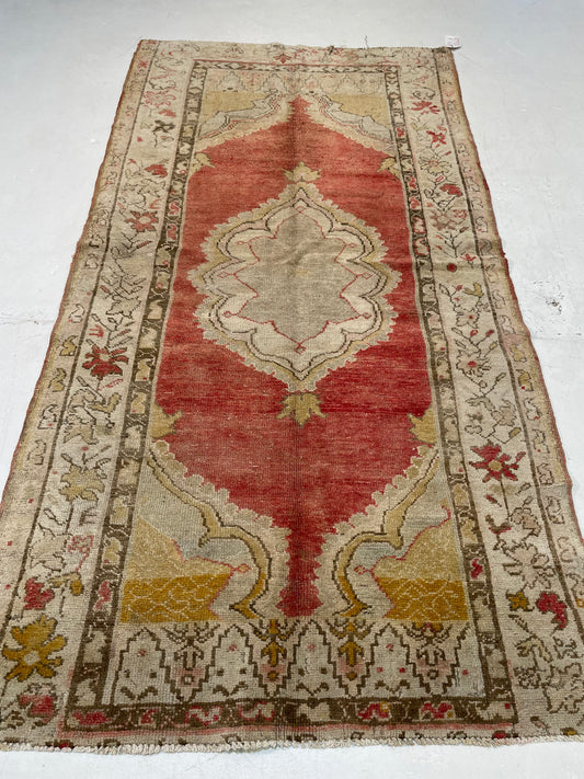 Hand-Knotted Wool Rug Turkish Oushak 3'6" x 6'9"