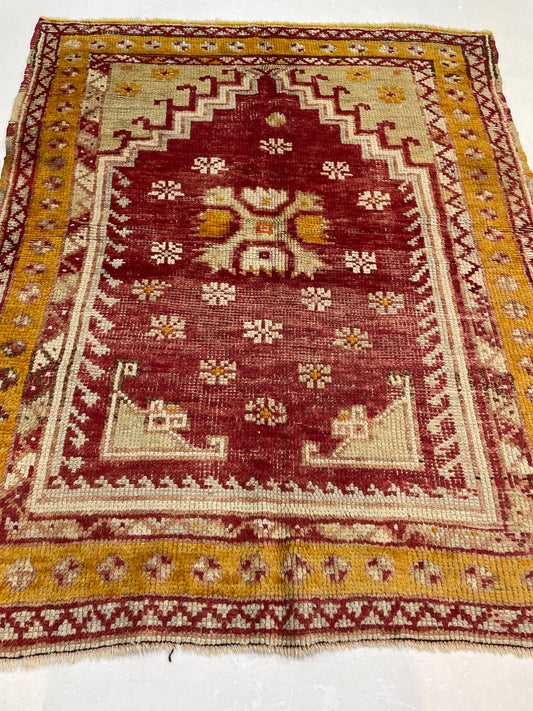 Hand-Knotted Wool Rug Turkish Oushak 4'3" x 5'3"
