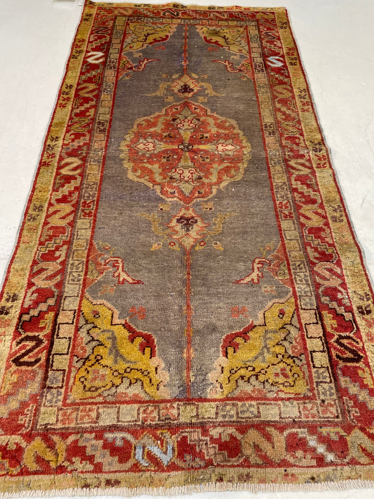 Hand-Knotted Wool Rug Turkish Oushak 3'2" x 6'2"