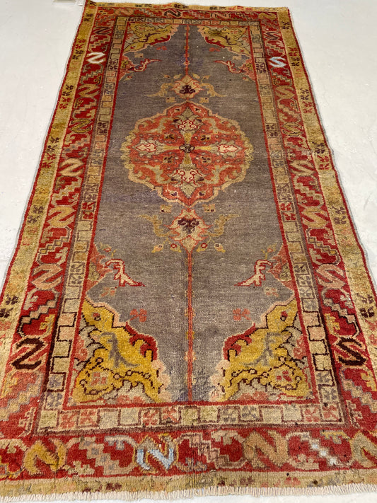 Hand-Knotted Wool Rug Turkish Oushak 3'2" x 6'2"