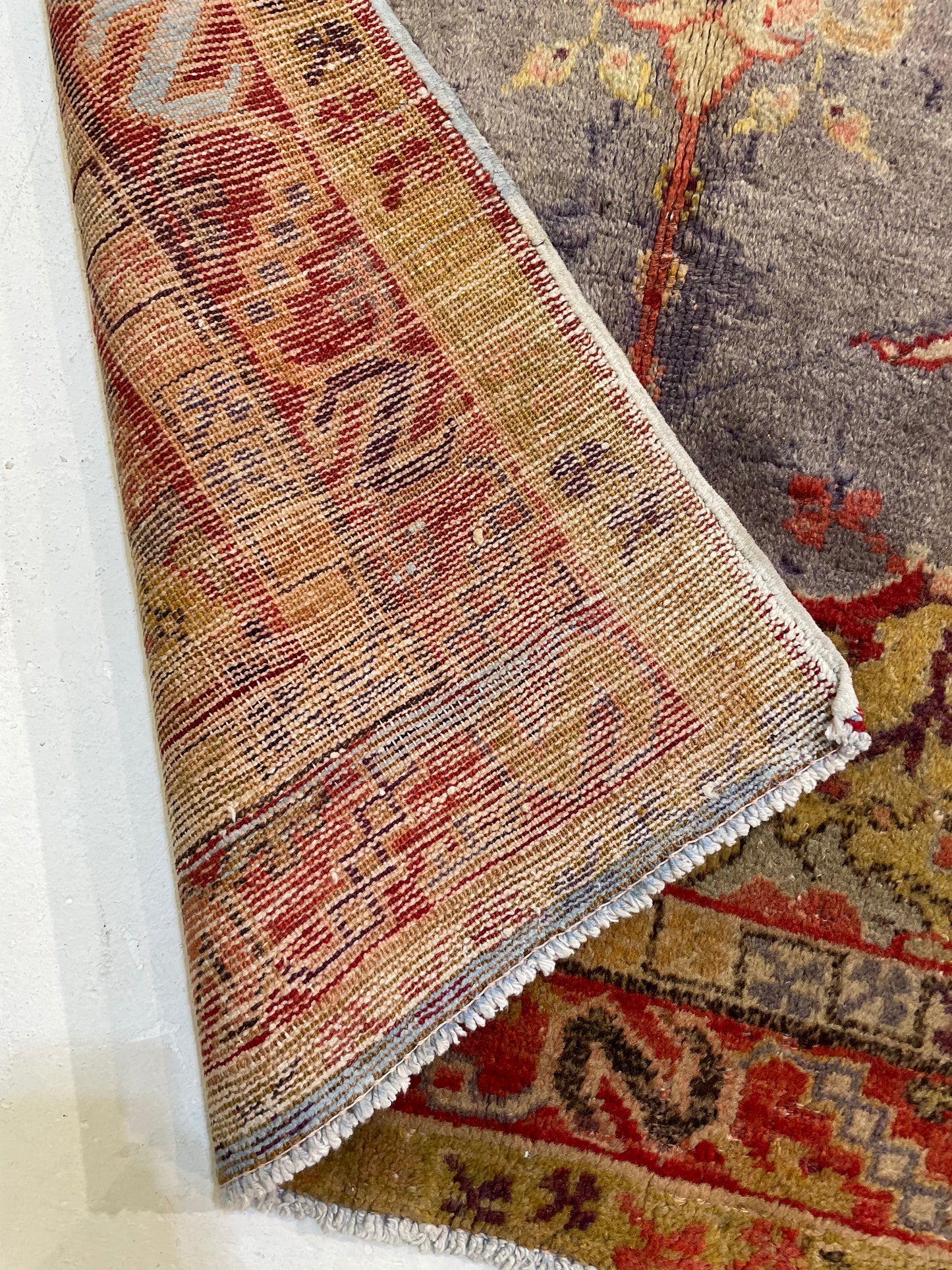 Hand-Knotted Wool Rug Turkish Oushak 3'2" x 6'2"