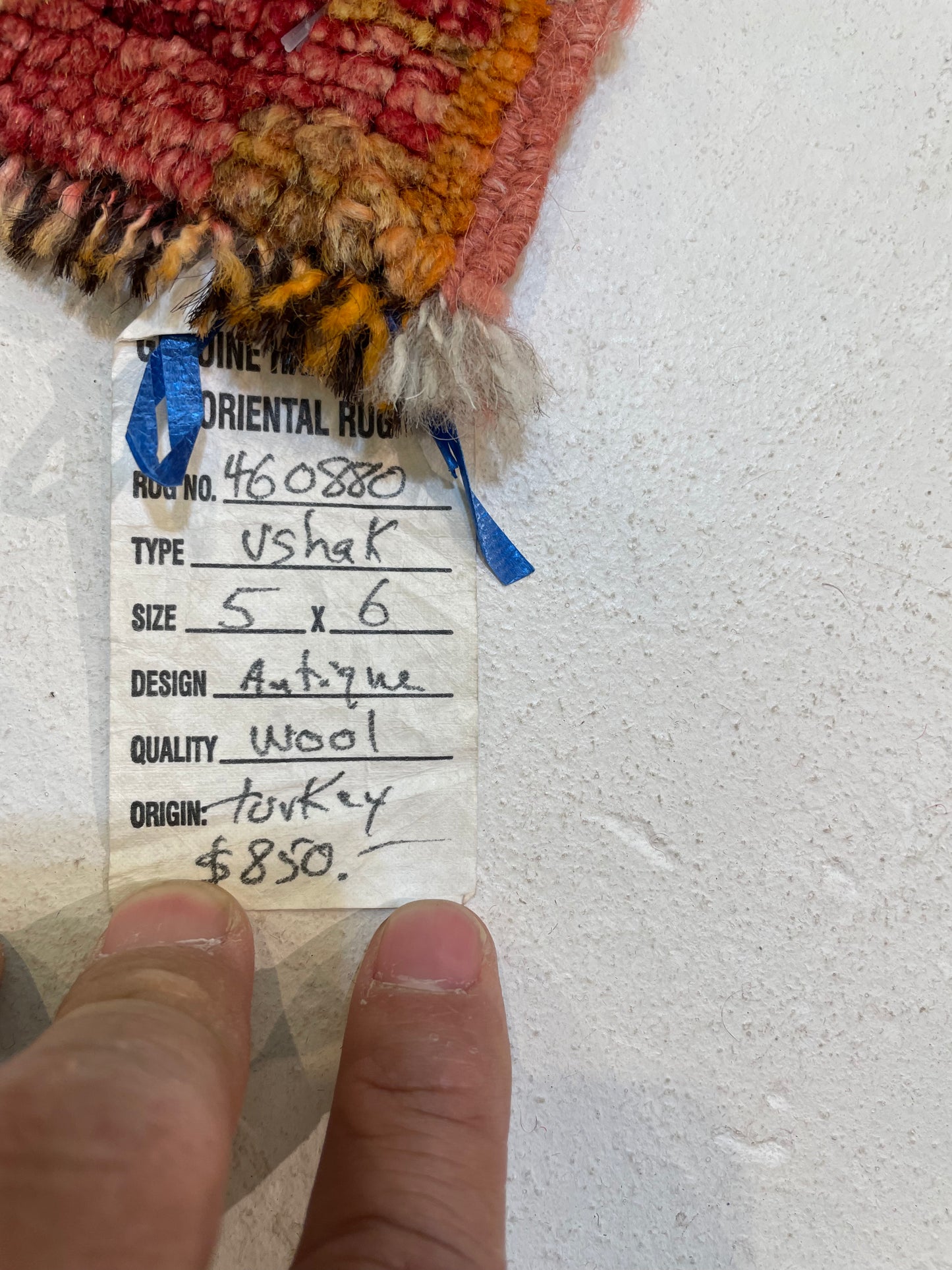 Hand-Knotted Wool Rug Turkish Oushak 5' x 6'